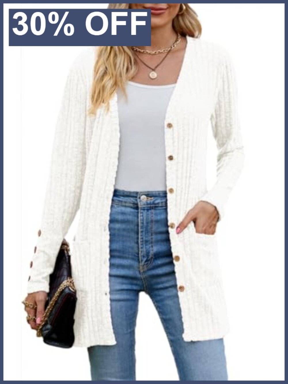 Womens Lightweight Open Front Cardigan Sweater with Pockets
